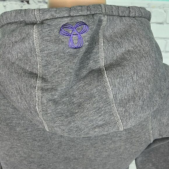 TNA Aritzia Sweater Adult Medium Gray Purple Baltic Spiro Embroidered Hoodie - Picture 8 of 10